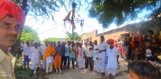 समस्त ग्राम वासियों द्वारा शक्तिपीठ मां चामुंडा माता का नेजा निकाला।