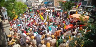 हनुमानगढ़ की धान मंडी में हजारों किसानों की विशाल जनसभा आयोजित