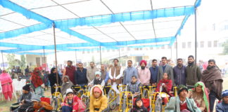 निःशुल्क विशेष योग्यजन सहायक उपकरण वितरण शिविर समापन समारोह।