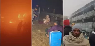 मथुरा यमुना एक्सप्रेस-वे पर बड़ा हादसा, 5 जिंदा जले, 25 से ज्यादा घायल, देखें VIDEO