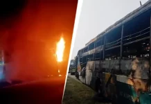 यमुना एक्सप्रेस-वे पर स्लीपर बस में भीषण आग, 9 यात्रियों की जिंदा जलकर मौत, बस के 19 चालान